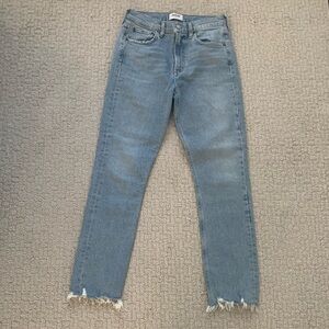 Agolde Light Wash Distressed Straight Leg Jeans